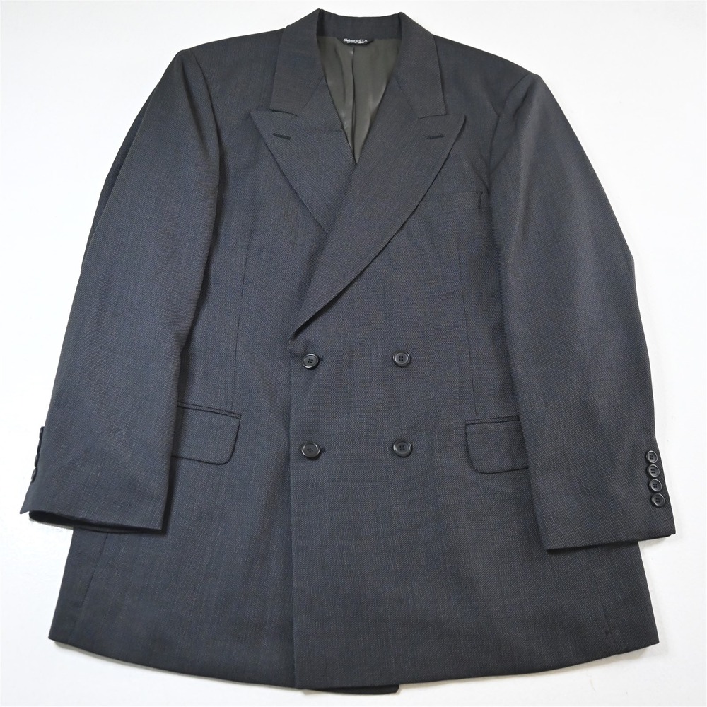 Vtg USA‎ Made Double Breasted 44R Gray Dot Wool Mens Blazer Jacket Sport Coat